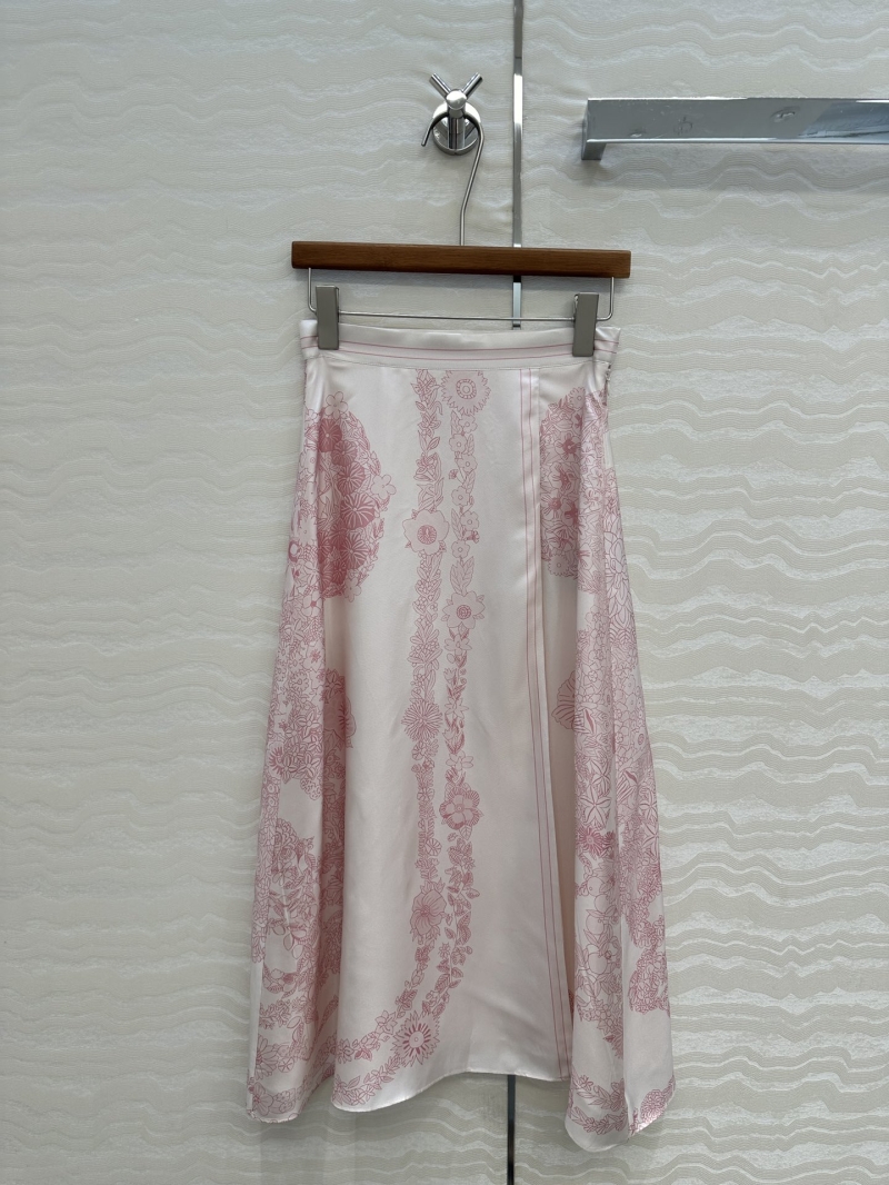 Hermès Luxe Silk Midi Skirt with Brides Gala en Fleurs Print