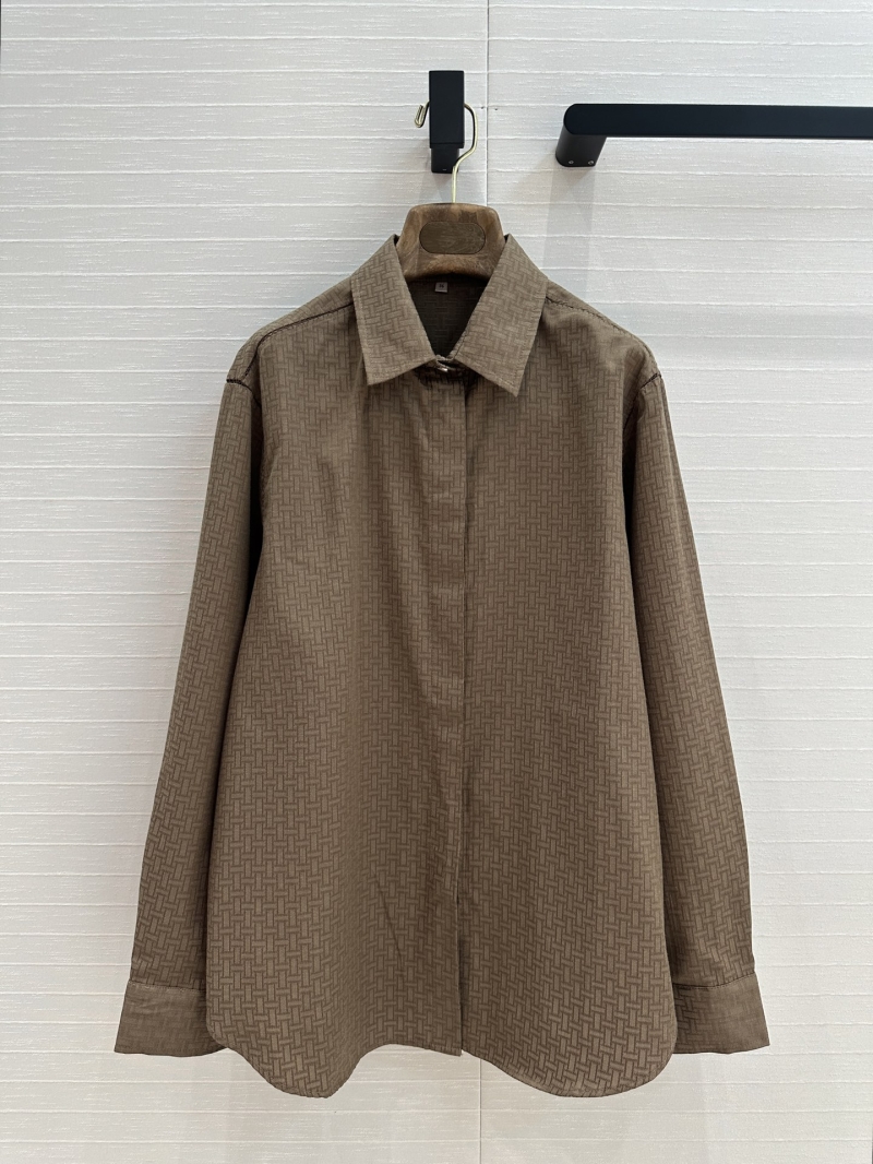 Hermes Caramel H-Pattern Jacquard Shirt - Luxe Casual Elegance