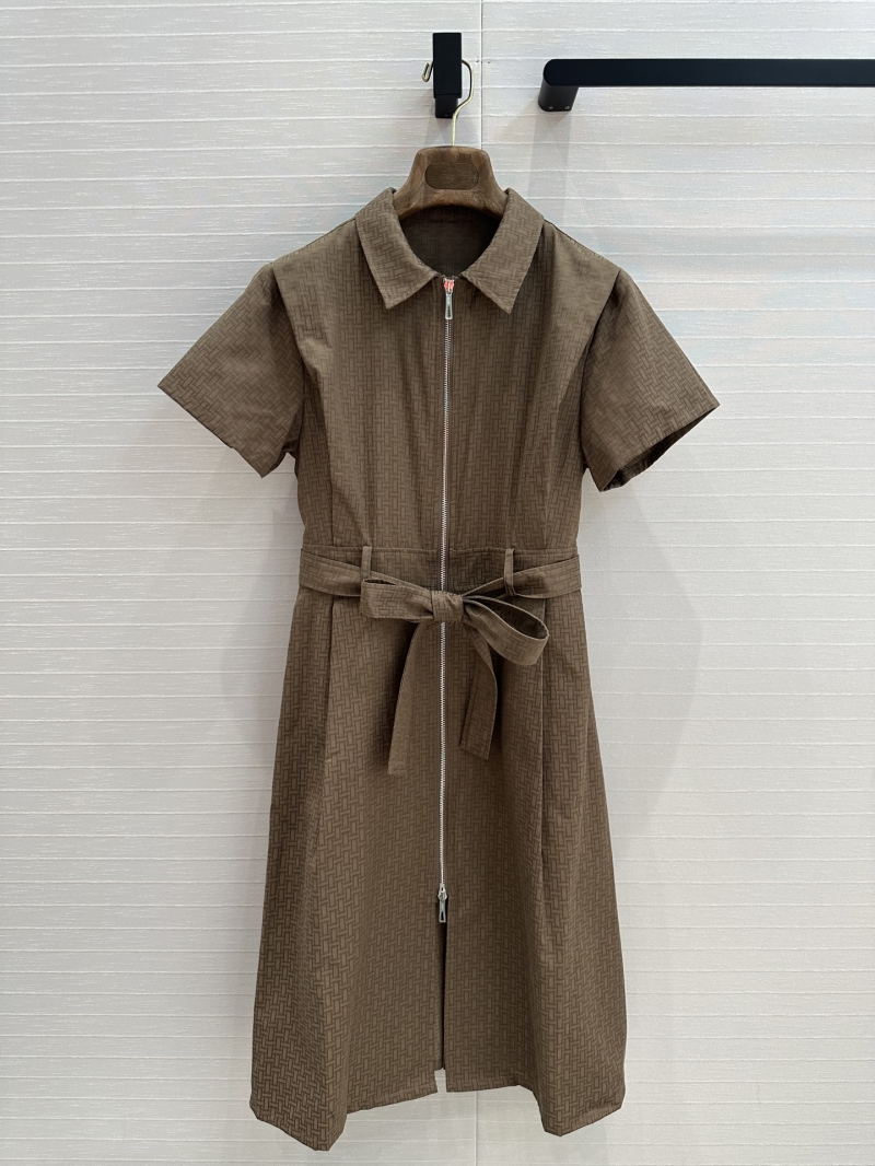 Hermes Caramel H-Pattern Jacquard Zip Dress - Luxe & Elegant