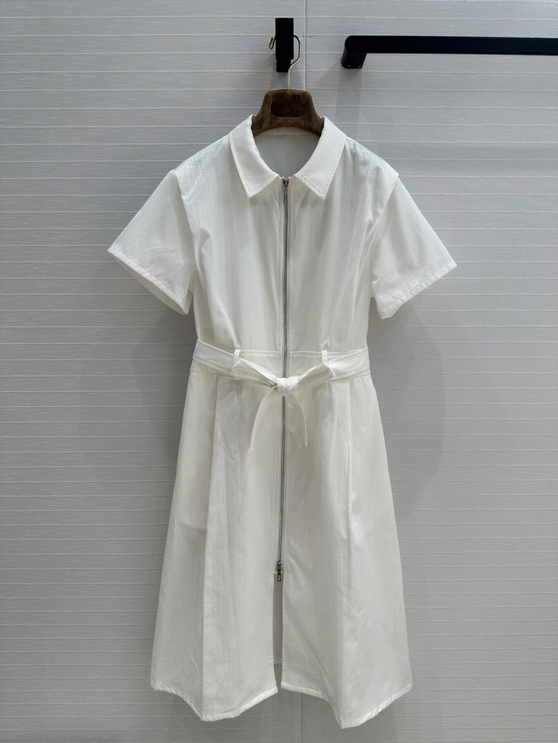 Hermes White H-Pattern Jacquard Zip-Front Dress - Luxe & Sleek