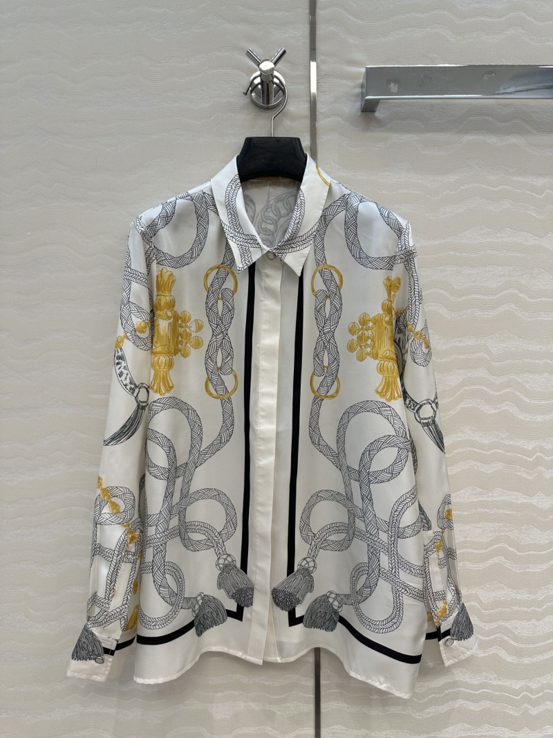Hermes Luxe Silk Palefroi Remix Print Shirt - Elegant & Timeless