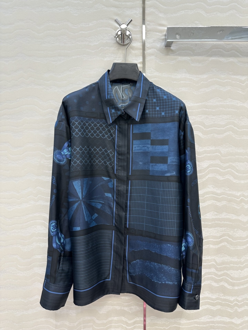 Hermès Early Autumn Luxe Silk Shirt - Palefroi Remix Pattern Orange