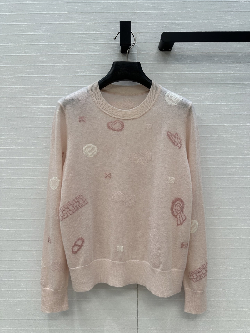 Hermes Beige Jacquard Long-Sleeve Top - Luxe Early Autumn Elegance