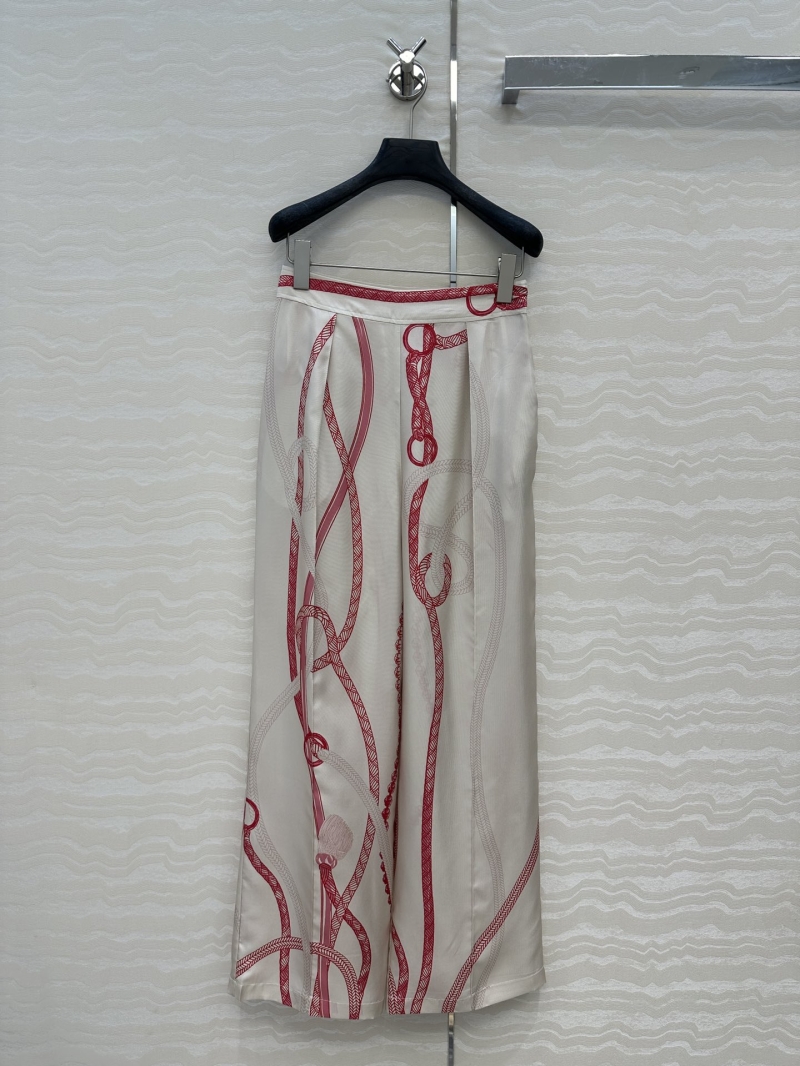 Hermes Palefroi Remix Print 100% Silk Wide-Leg Trousers - Luxe Autumn Collection