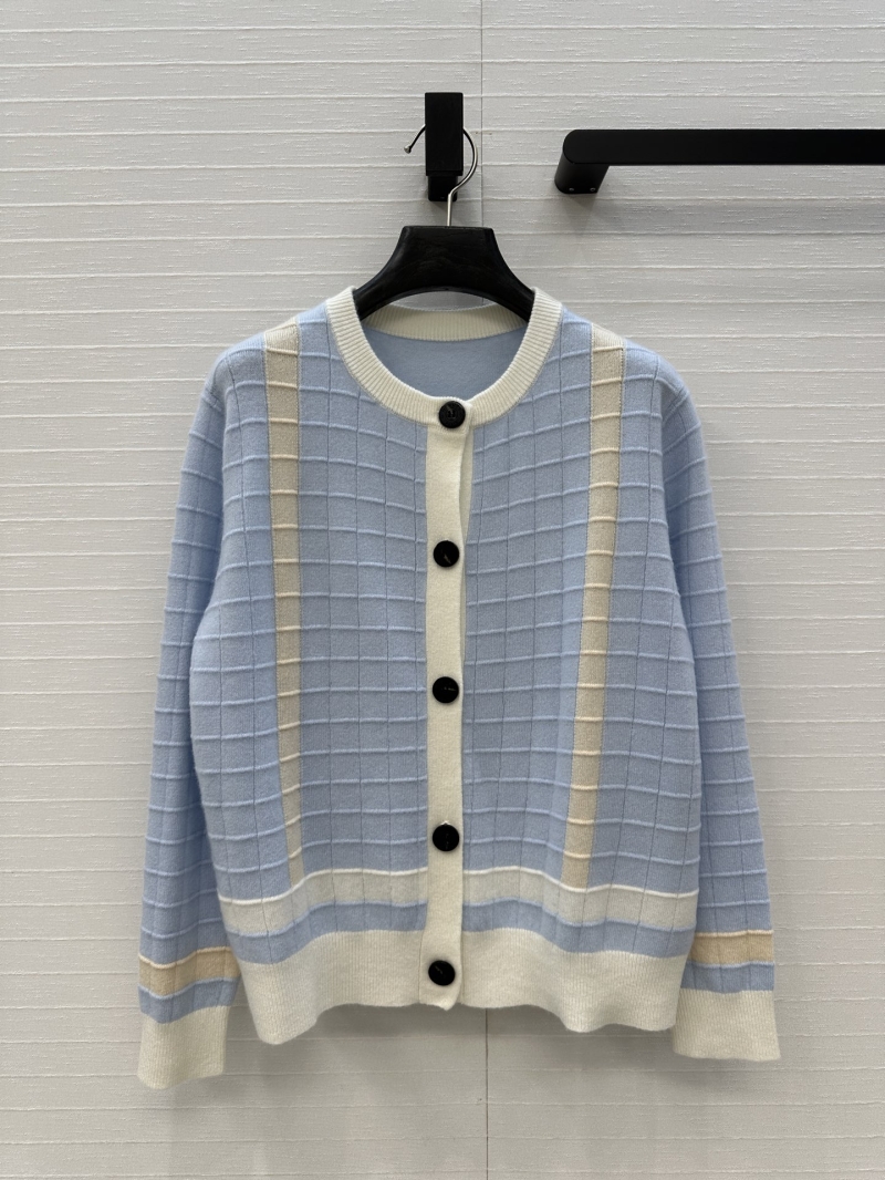 Hermès Early Fall 25 Saddle Training Embroidered Cashmere Cardigan in Light Blue