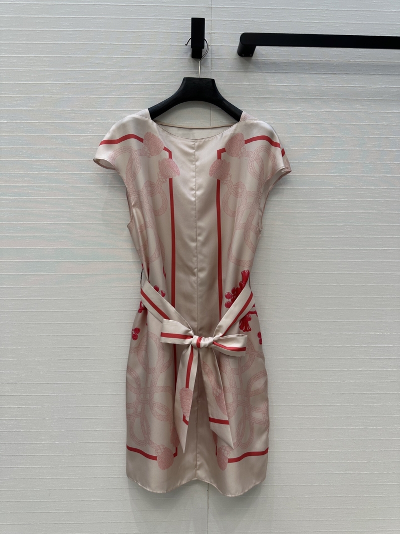 Hermes Palefroi Remix Print 100% Silk Twill Dress in Rose Pink