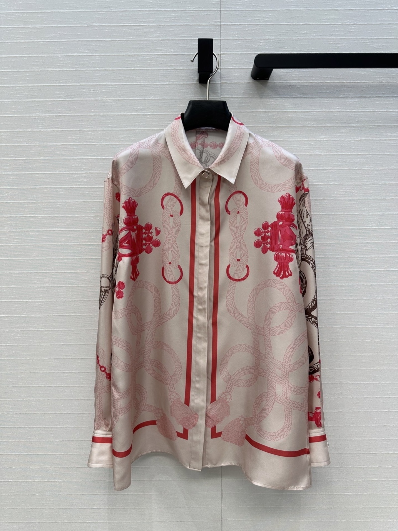 Hermes Palefroi Remix Rose Pink 100% Silk Twill Shirt - Early Fall Collection