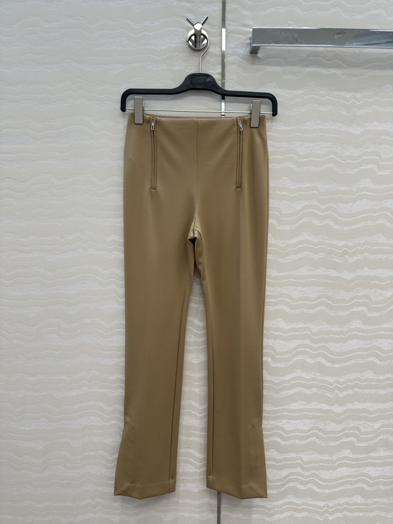 Hermes Equestrian-Inspired High-Waisted Straight-Leg Pants with Dual Zippers