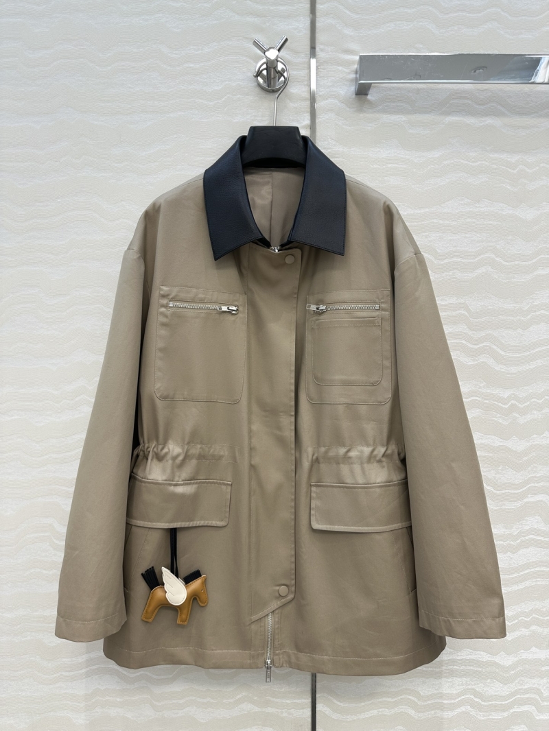 Hermes Limited Edition Equestrian Patchwork Collar Mid-Length Trench Coat