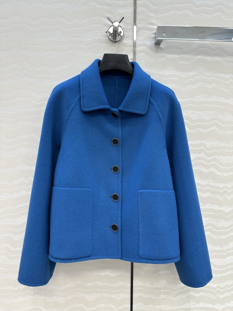 Hermès Limited Edition Imported Cashmere & Wool Double-Faced Coat in Royal Blue, Raglan Sleeve and Notch Lapel Design