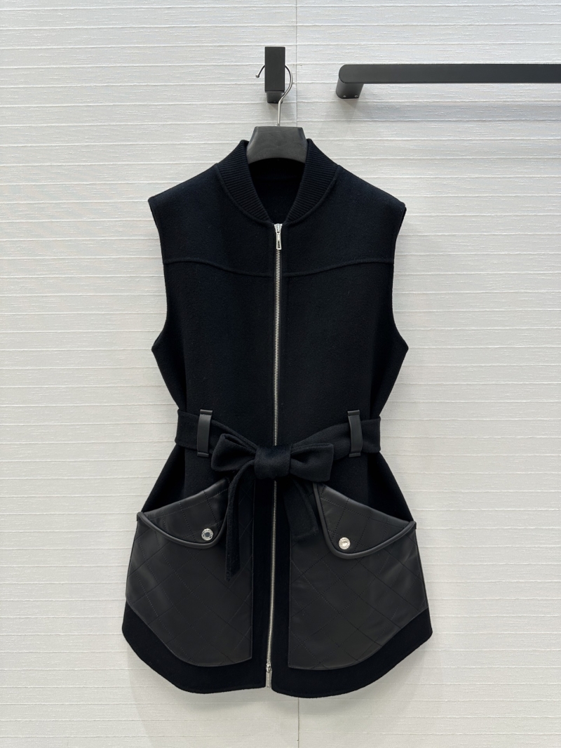 Hermès Exclusive Limited Edition Quilted Lambskin Trim Wool Zip Dress in Black