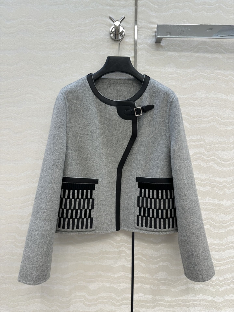 Hermès Equestrian Double-Faced Wool-Cashmere Jacket in Gray