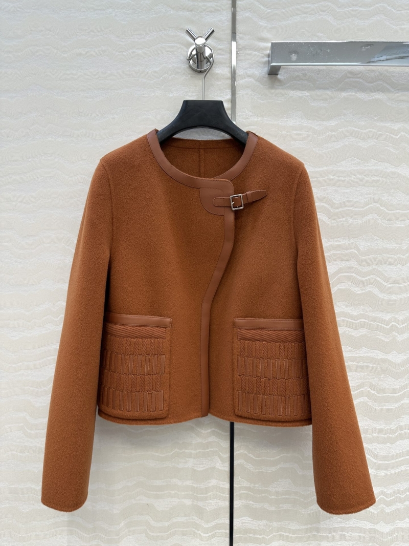 Hermès Equestrian Jacket in Caramel | Handcrafted Double-Faced Wool & Cashmere Blend with Leather Accents