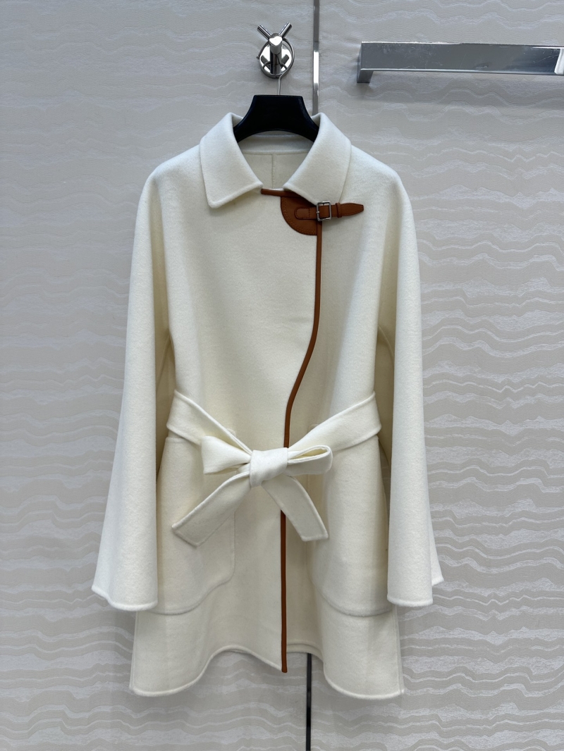 Hermès Exclusive Double-Faced Wool & Cashmere Coat with Leather Accents