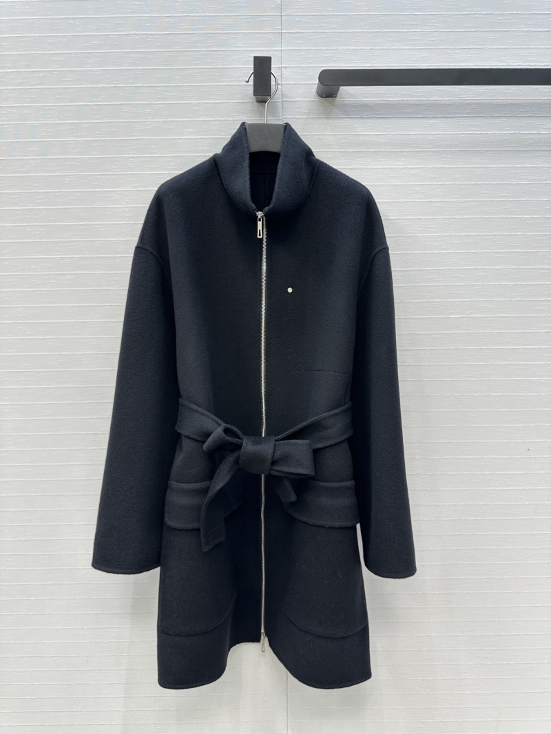 Hermès Limited Edition 2025 Double-Faced Cashmere Zip-Front Belted Coat in Black