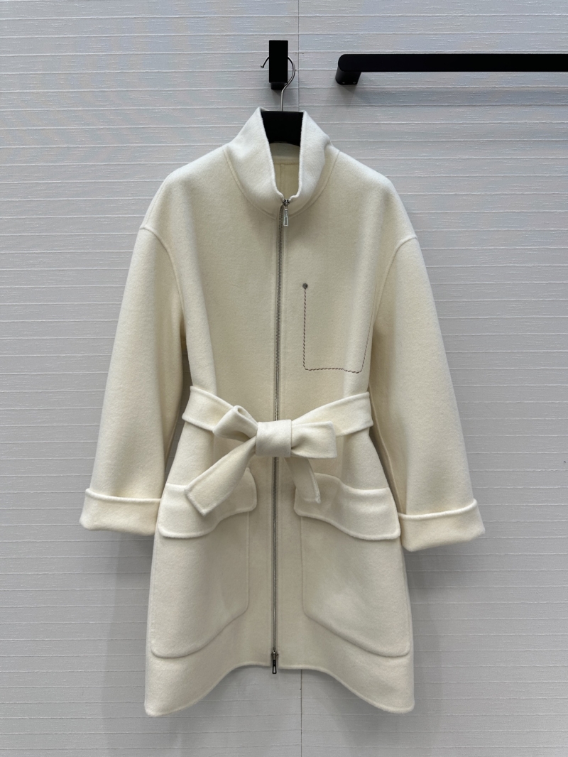 Hermès Limited Edition 2025 Double-Faced Cashmere Zip-Front Coat in White