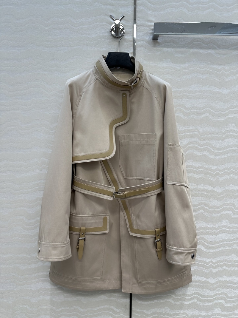 Hermès Limited Edition Equestrian Utility Jacket in Stone Beige - Architectural Design, Handcrafted Leather Trim, Buckled Pockets