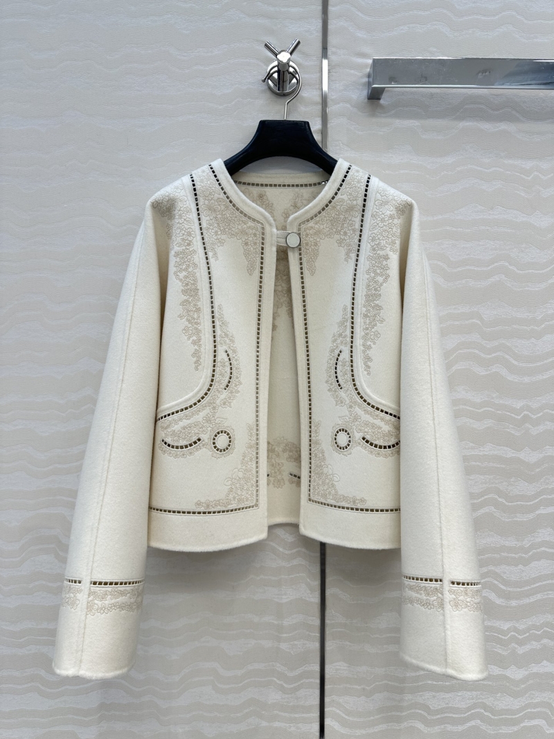 Hermès Limited Edition Off-White Cashmere-Blend Cropped Jacket with Exquisite Ajour Embroidery
