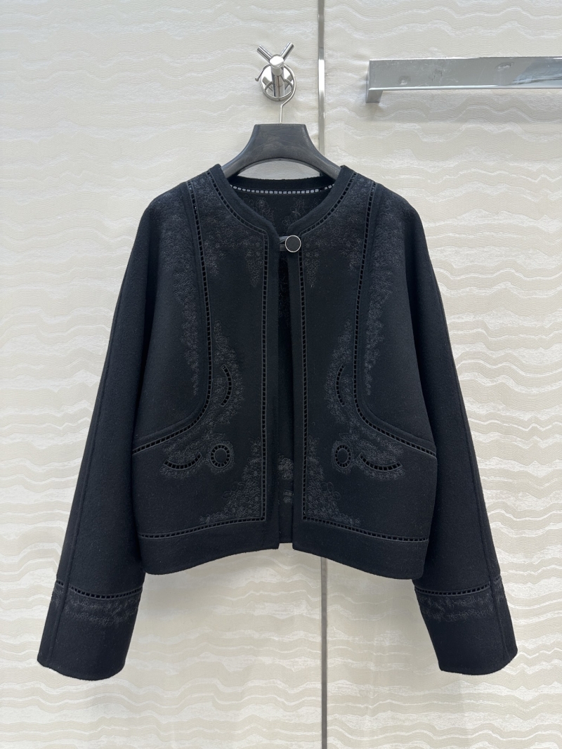Hermès Exquisite Black Cashmere-Blend Jacket: Handcrafted, Ten-Thousand Stitch Intricate Embroidery
