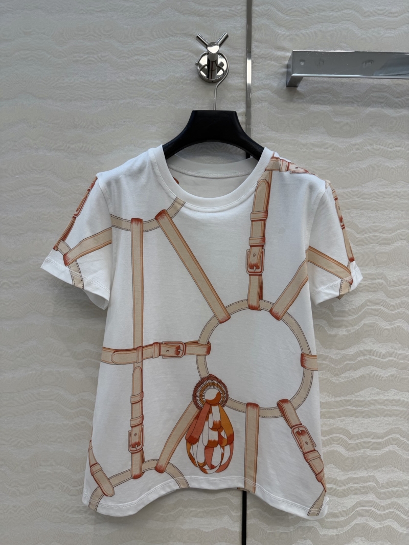 Hermès 100% Pure Cotton Coloages de Jour Equestrian Print T-Shirt