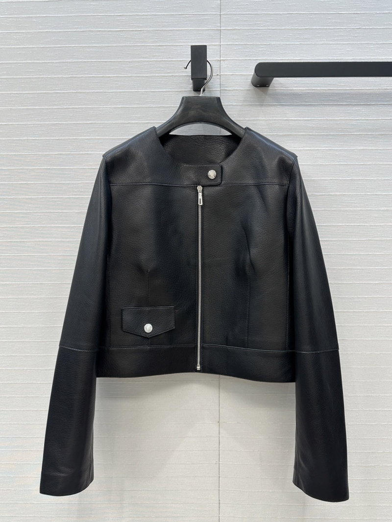 Hermès Equestrian Pebbled Lambskin Leather Jacket in Black