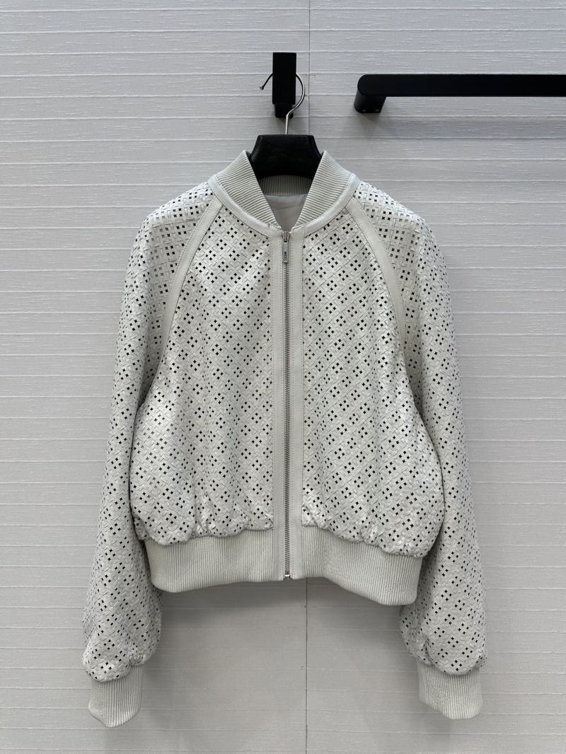 Hermes 100% Lambskin Perforated Laser-Cut Bomber Jacket