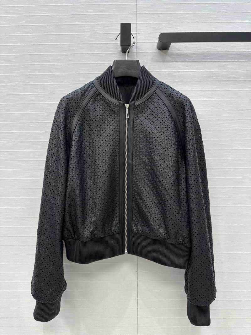 Hermes 100% Lambskin Perforated Lozenge Flight Jacket in Two Classic Colors