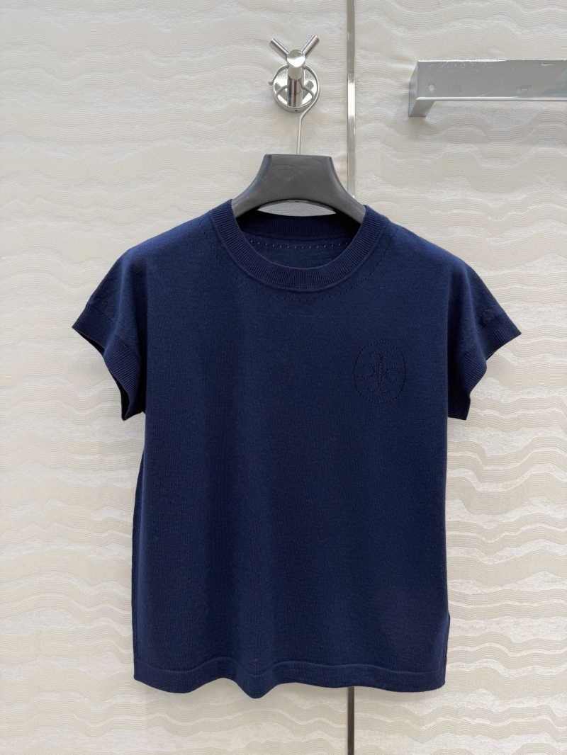 Hermès 16-Gauge Mercerized Wool 3D Jacquard Knit Top in Navy Blue
