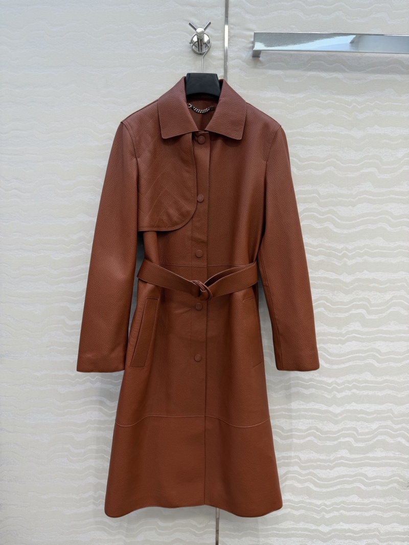 Hermes Exquisite Pebbled Lambskin Equestrian Trench Coat in Terracotta