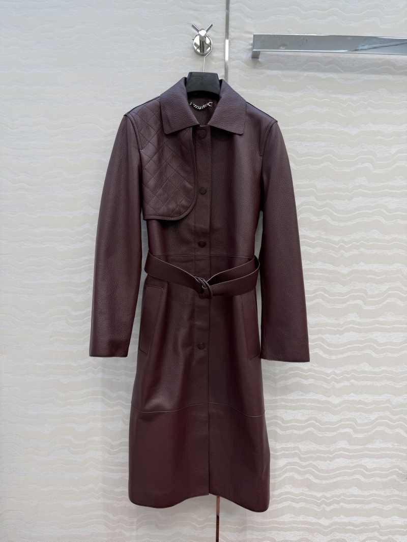 Hermes Exquisite Lambskin Equestrian Style Long Coat in Burgundy