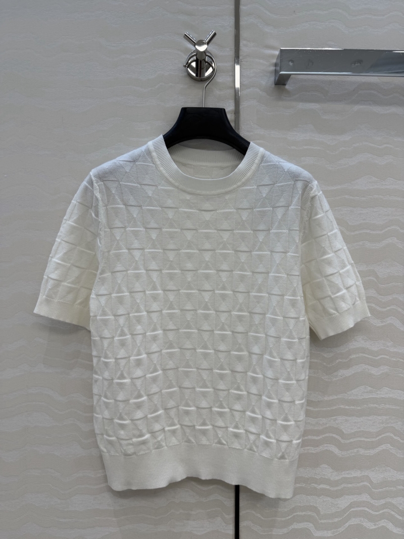 Hermès 100% Merino Wool 3D Jacquard Knit Short-Sleeved Top