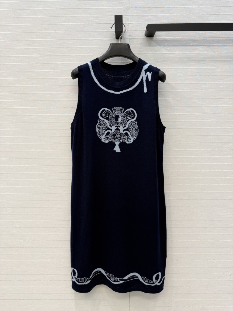 Hermes Exquisite Cashmere & Wool Jacquard Knit Vest Dress