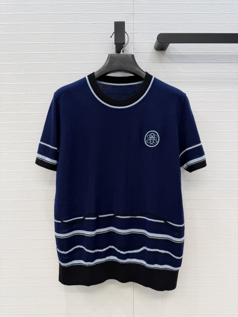 Hermès Sumptuous Cashmere and Wool Blend "Ex Libris" Jacquard Knit Short-Sleeved Sweater