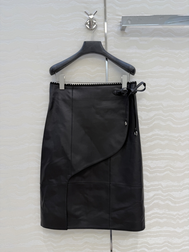 Hermès Limited Edition Goatskin Leather Side-Slit Midi Skirt in Black