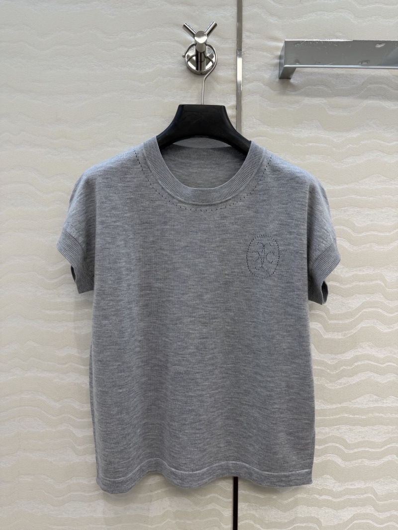 Hermès 16-Gauge Mercerized Wool 3D Jacquard Knit Top in Light Gray