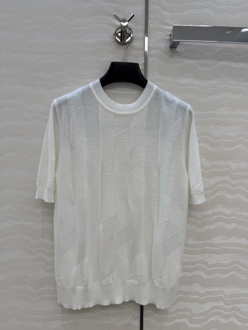 Hermès 100% Merino Wool 16-Gauge 3D Jacquard Knit Top in White
