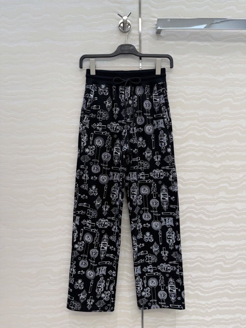 Hermes 100% Cotton Jersey Coaching Remix Printed Straight-Leg Pants in Black