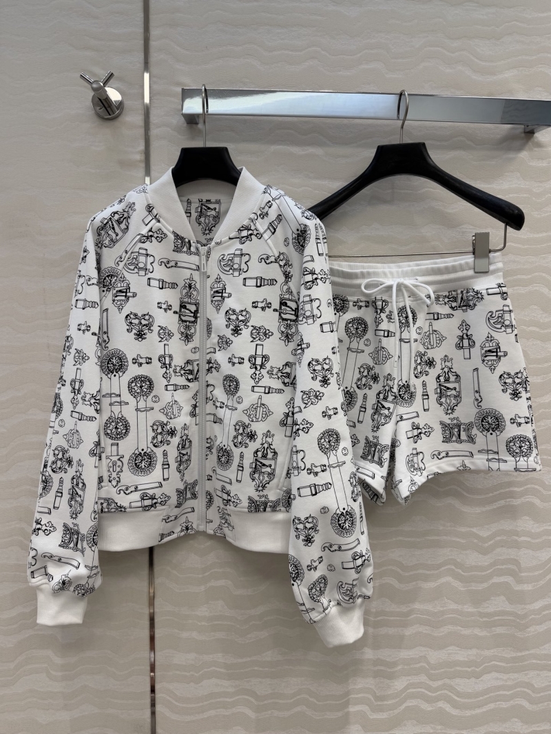 Hermes Coaching Remix Print 100% Pure Cotton Sporty Bomber Jacket and Shorts Set