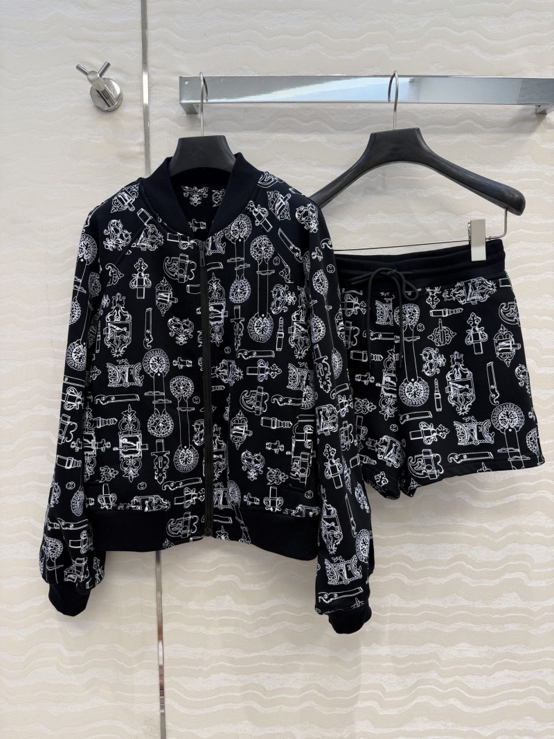 Hermès 100% Pure Cotton Jersey Coaching Remix Print Sports Jacket and Shorts Set