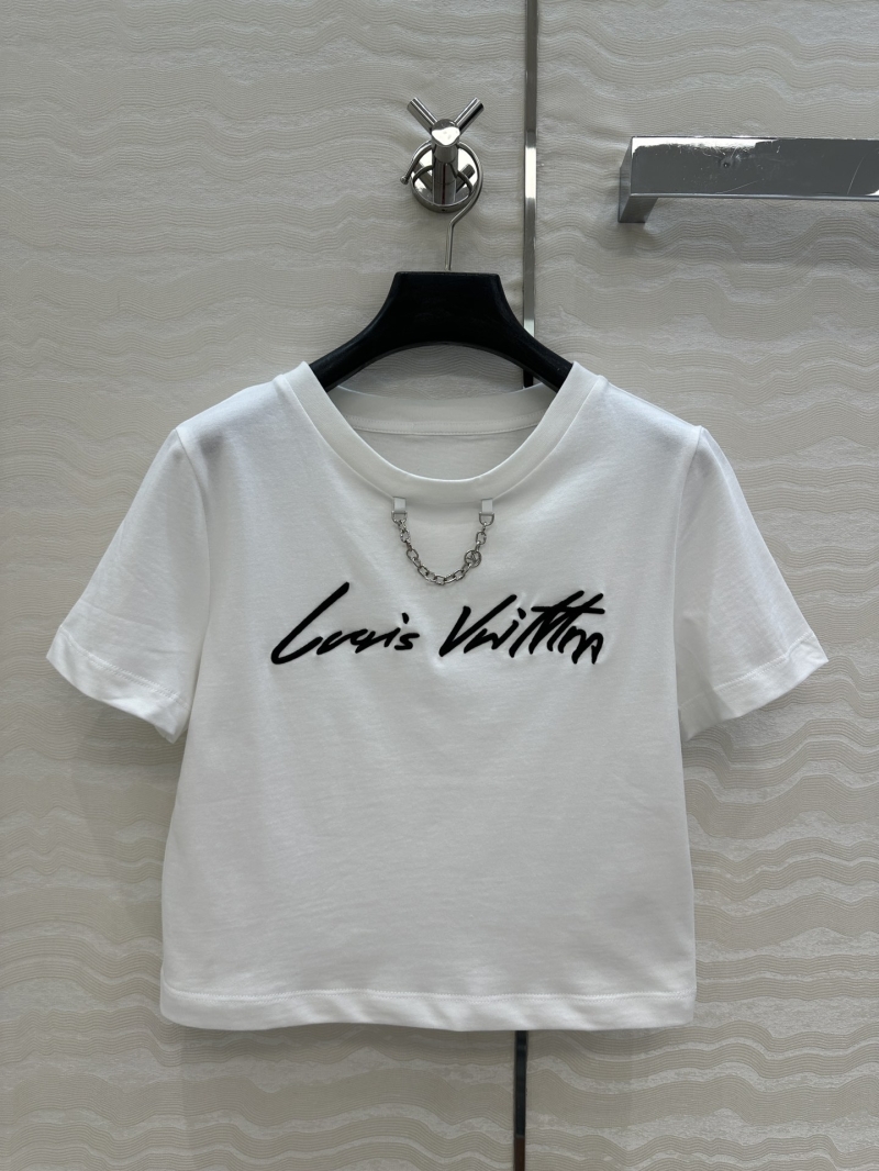 Louis vuiiton Exclusive Lv 25s Resot Vacation Series Monogram Embroidery Crop T-Shirt