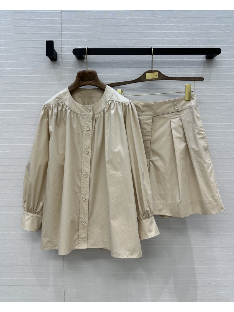 Loro Piana Exclusive Lantern Sleeve Shirt & Bermuda Shorts Set