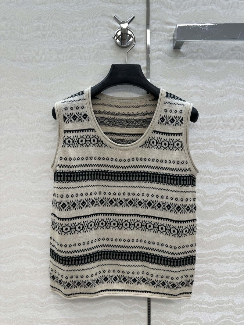 Loro Piana Spring Summer Fair Isle Jacquard Tank Top - Luxe Elegance