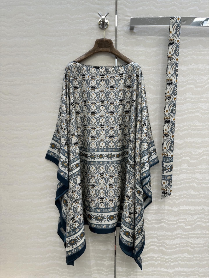 Loro Piana Luxe Silk Floral Cape Dress - Elegant Vacation Style