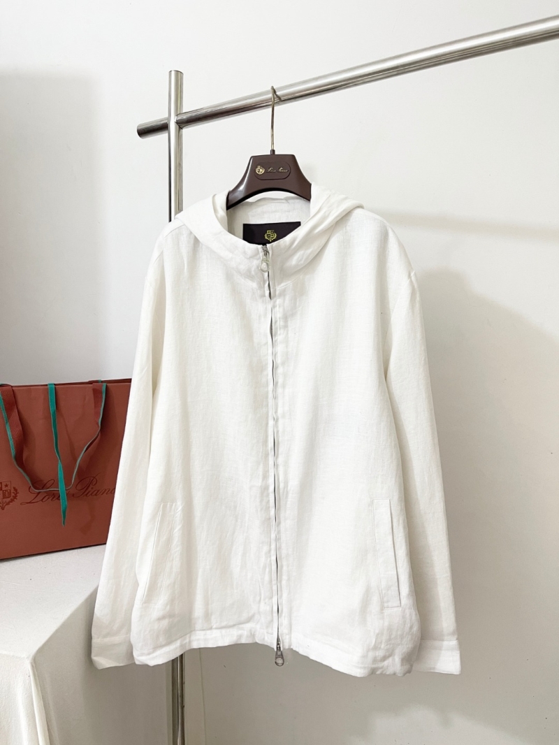 Loro Piana White Dual-Zip Linen Hooded Jacket - Luxe Comfort