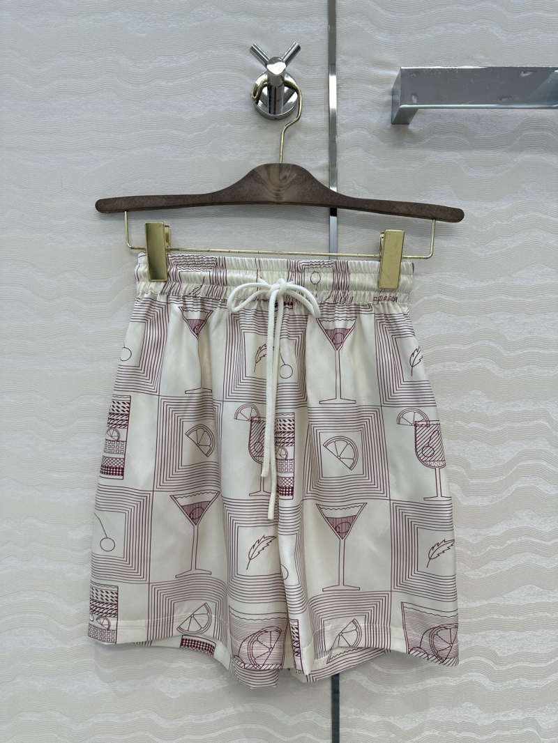 Loro Piana Island Vacation Cocktail Print Silk Shorts - Luxe & Elegant