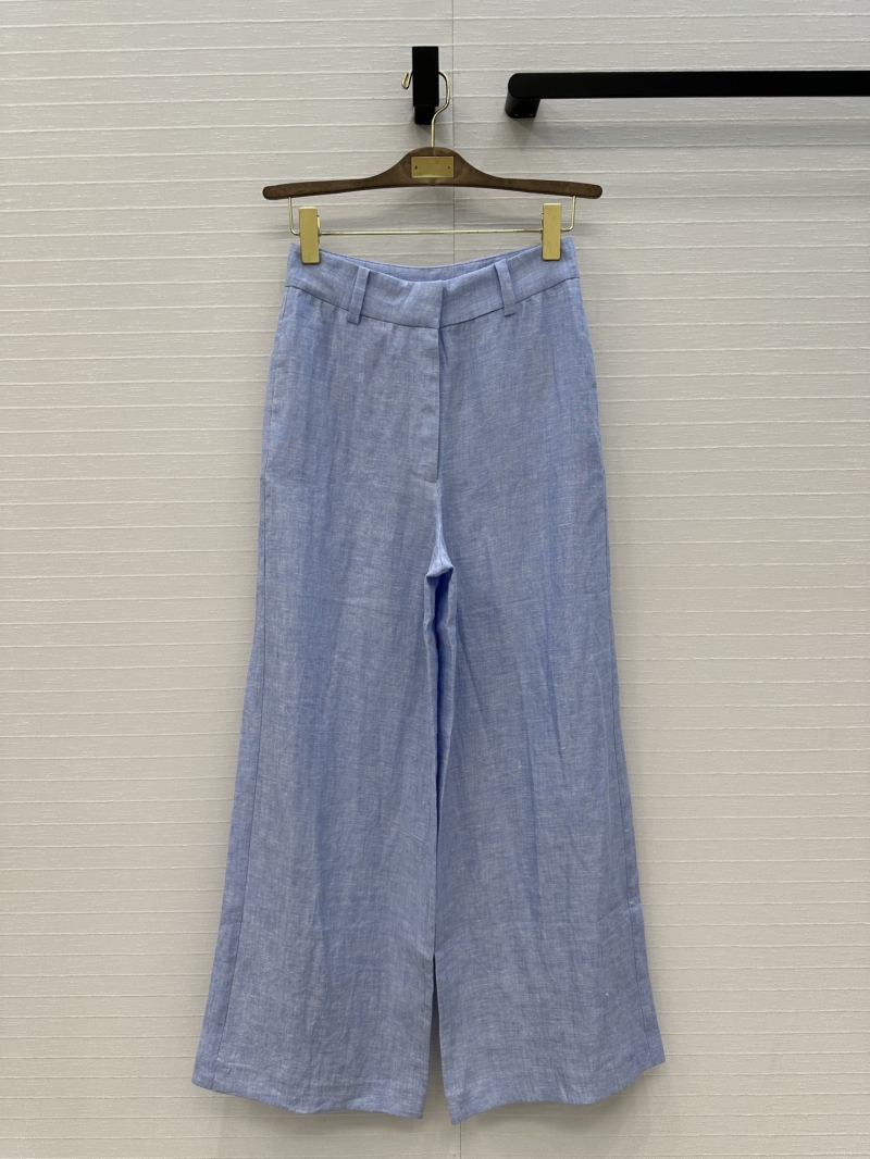 Loro Piana Luxe Linen Straight-Leg Trousers in Light Blue - Early Spring Exclusive
