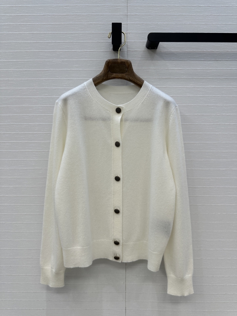 Loro Piana Exclusive Early Autumn Cashmere Cardigan in White - Retro Button Detail