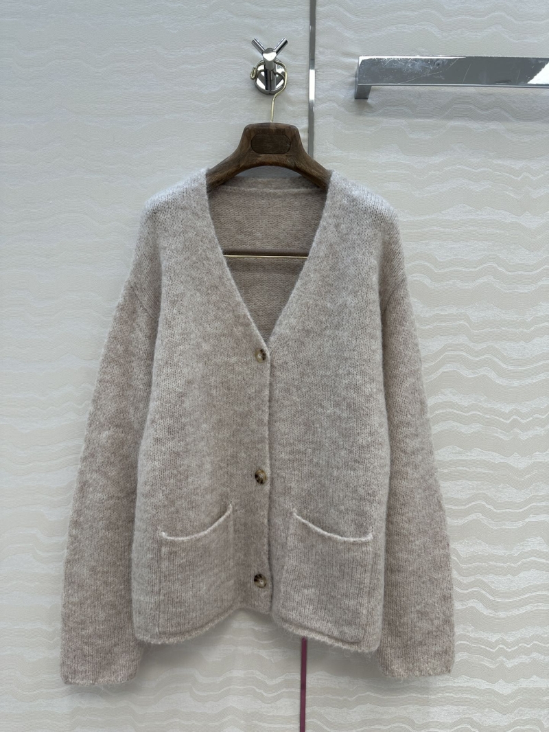 Loro Piana Exclusive Luxe V-Neck Alpaca Wool Blend Coat in Beige