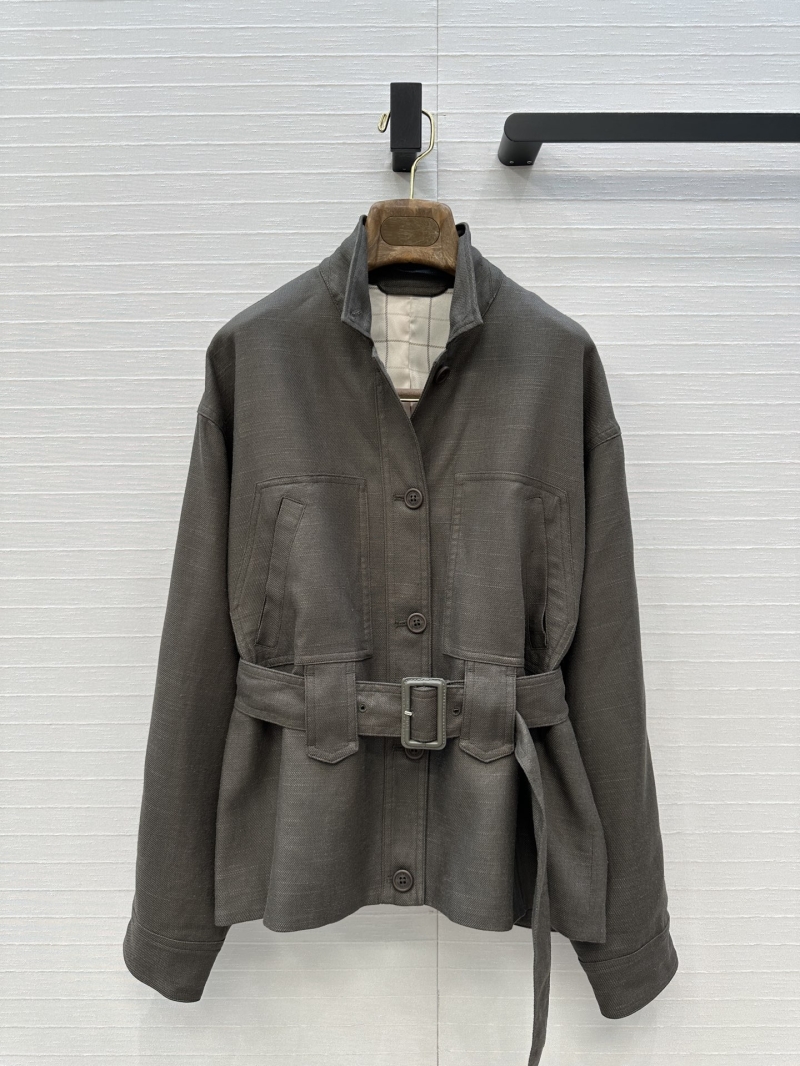 Loro Piana Luxe Belted Linen-Blend Jacket with Plaid Lining