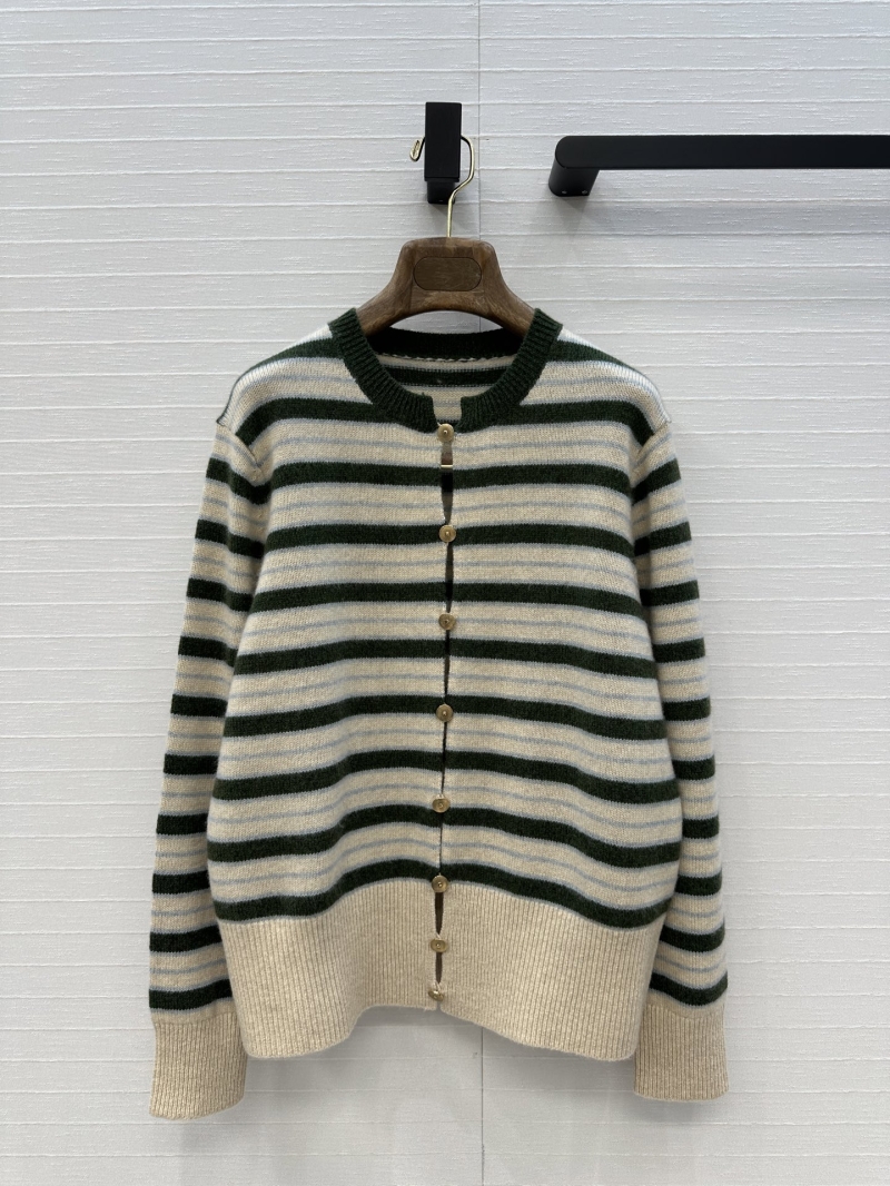 Loro Piana Exclusive Luxe Striped Cashmere Cardigan with Vintage Metal Buttons